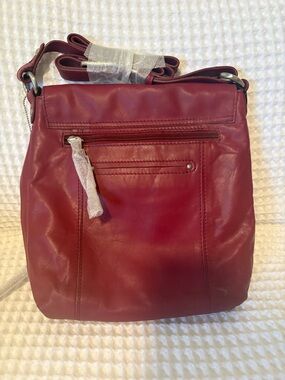 Nino BOSSI Burgundy Leather Crossbody Bag with Front Zip